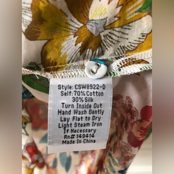 Johnny Was floral shirt dress 30% silk new without tag and label Size S - Picture 4 of 7